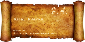 Hubai Avarka névjegykártya